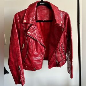 Red Crocodile Leather Jacket